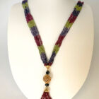 Collana multifilo di granato peridoto e jolite