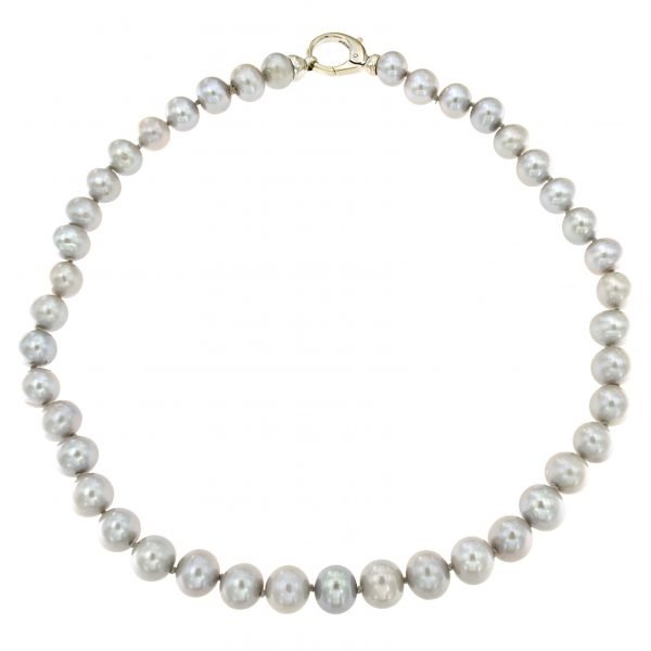 Collana classica girocollo di perle grigie