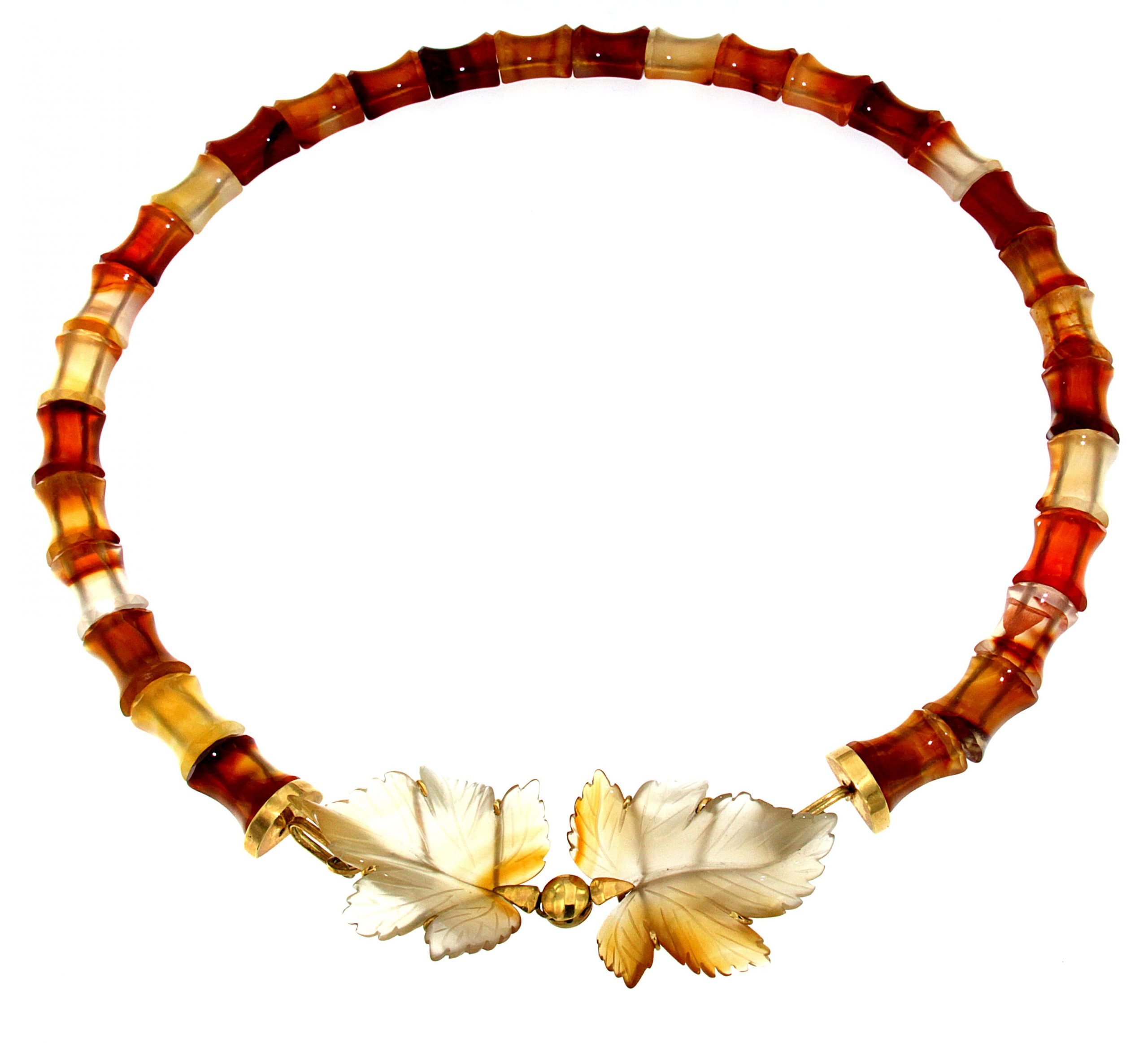 collana-in-corniola-con-foglie-dagata-coos99s40280 Collana in corniola con foglie d'agata