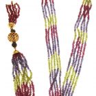 Collana multifilo con ciondolo integrato di granato peridoto e jolite