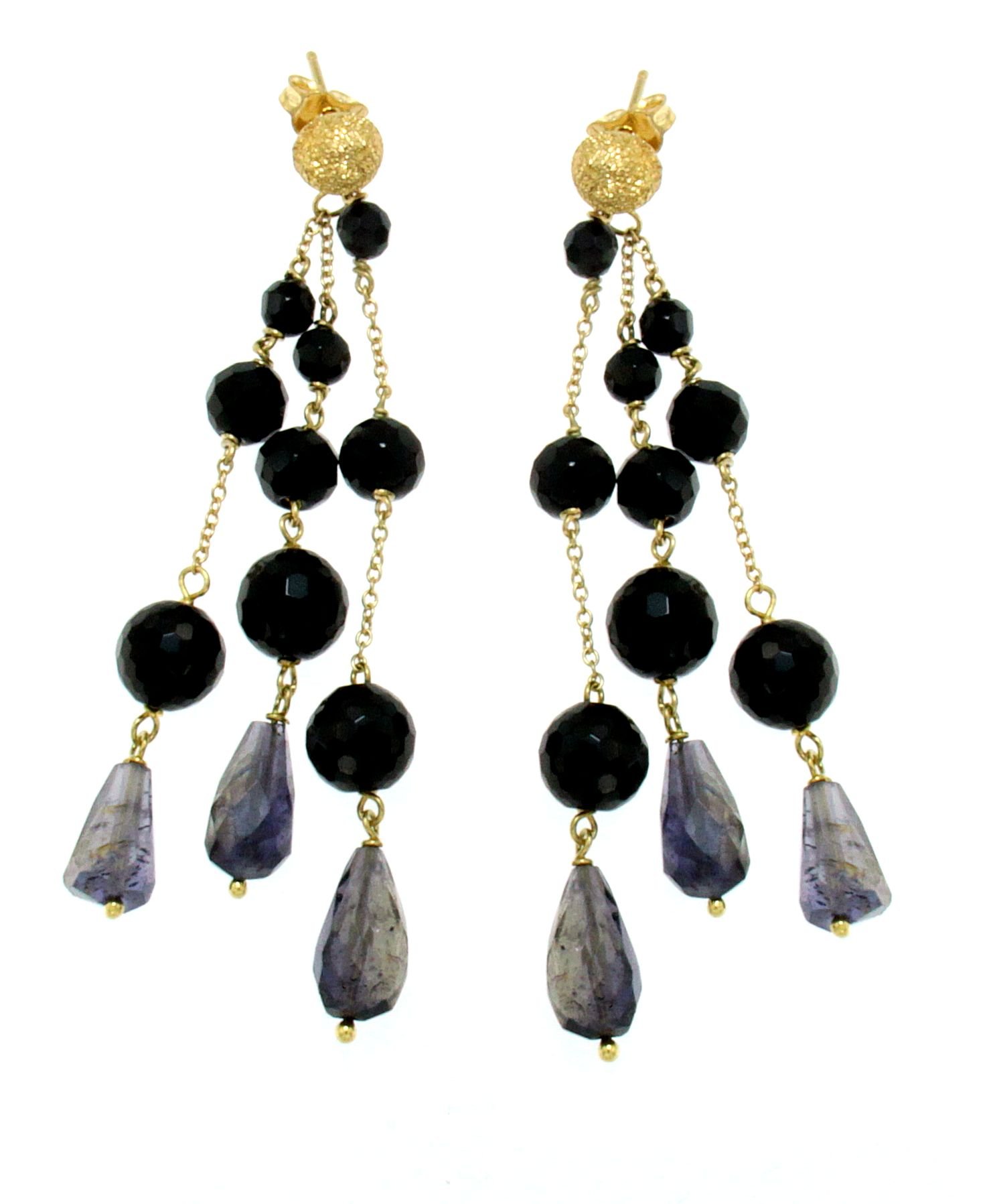 orecchini-chandelier-di-onice-e-iolite-oros99s40211 Orecchini chandelier di onice e iolite