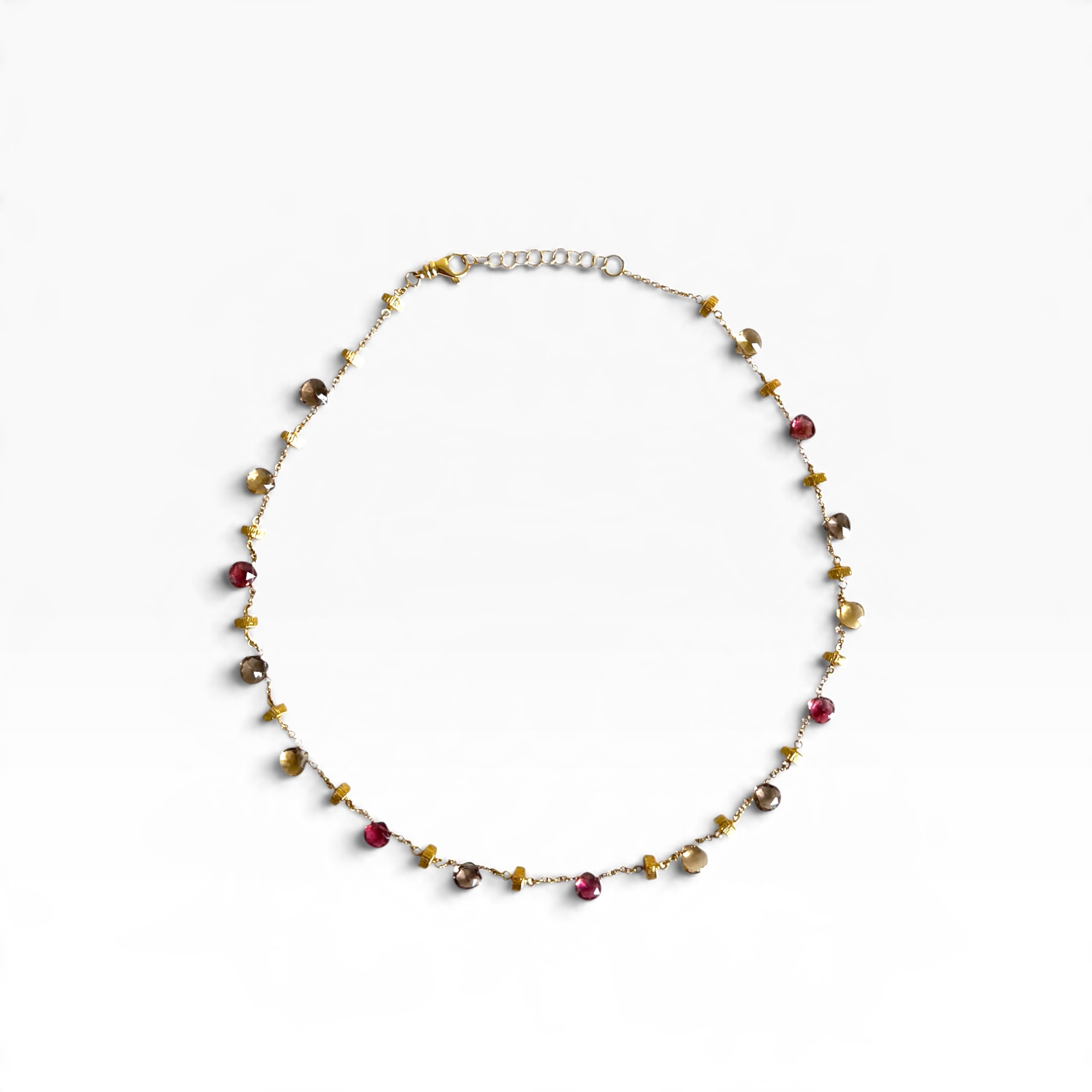 Collier in oro 18 Kt. con gocce di tormaline policrome