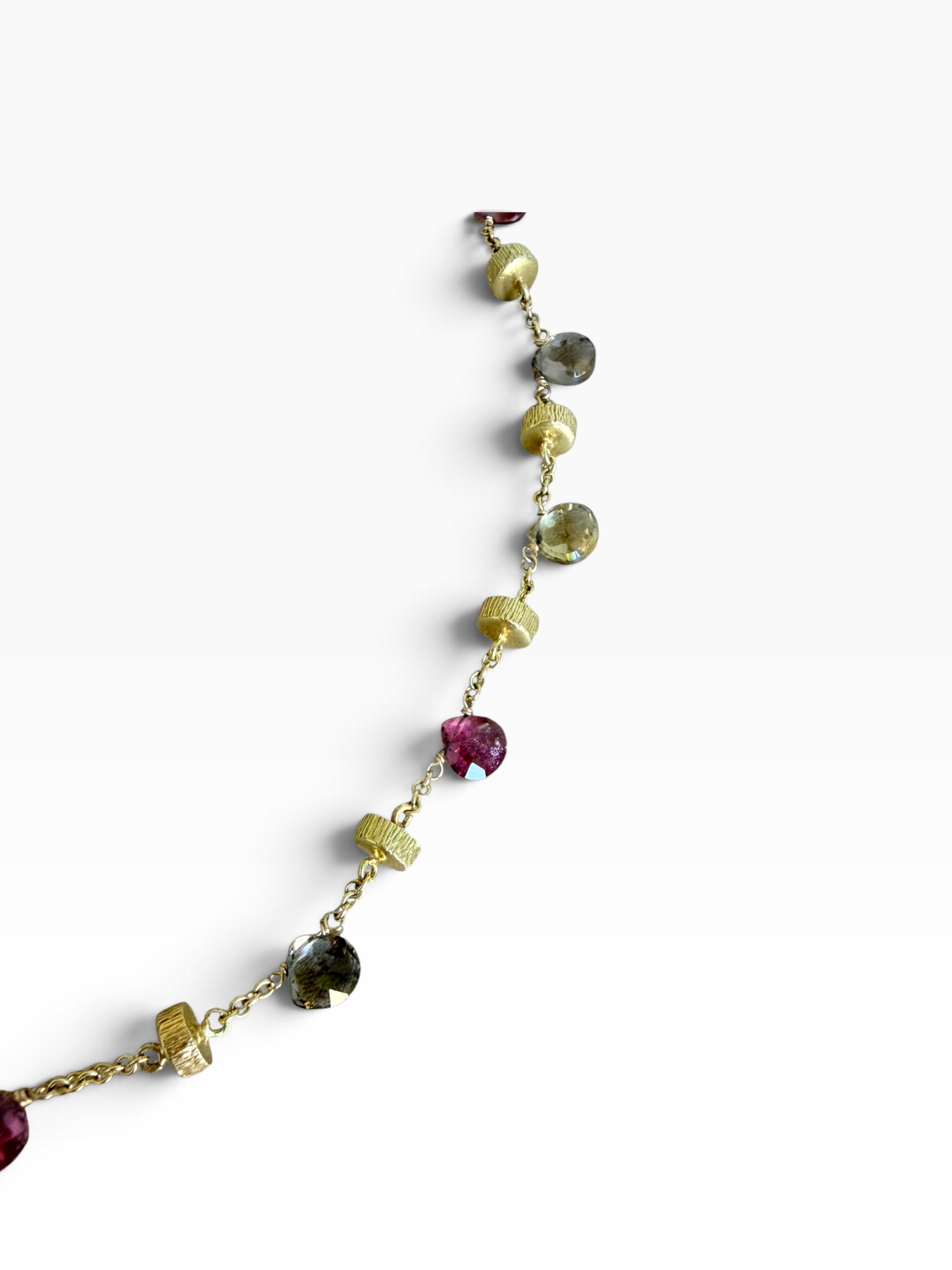 Collier in oro 18 Kt. con gocce di tormaline policrome