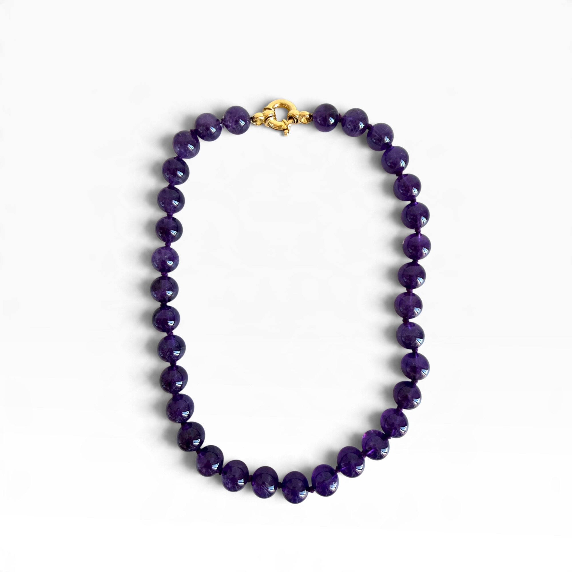 COOS99S40874-01 Collana ametista naturale con chiusura ad anello in oro giallo
