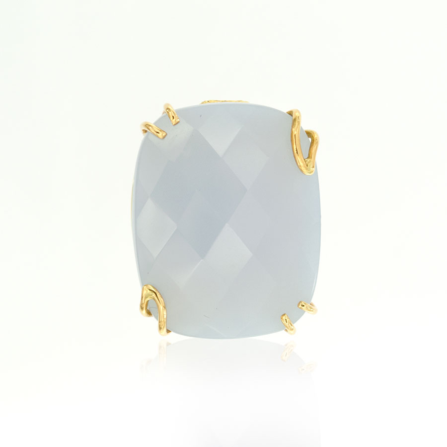 Anello di calcedonio sfaccettato