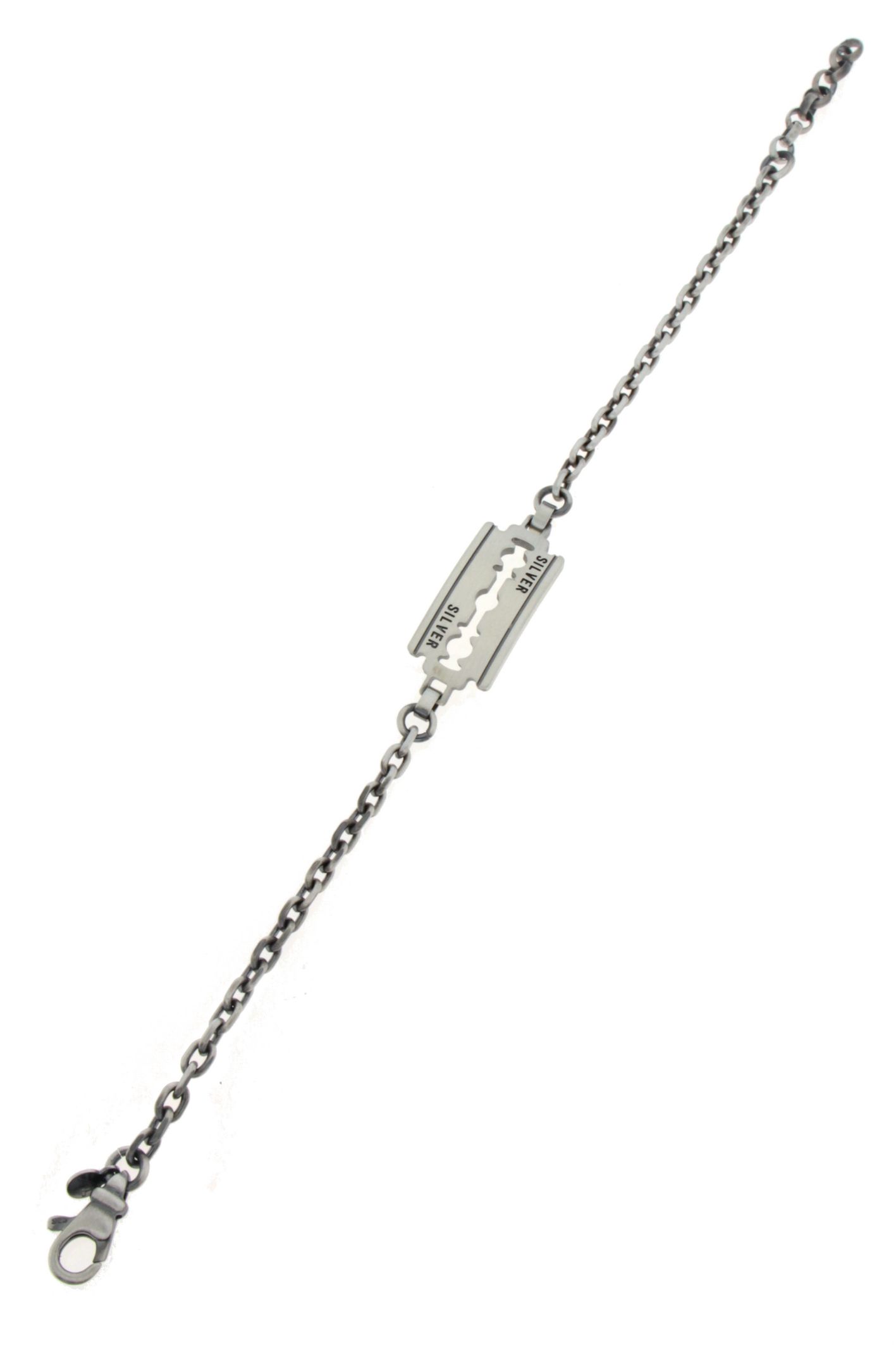 Bracciale in argento brunito con lametta