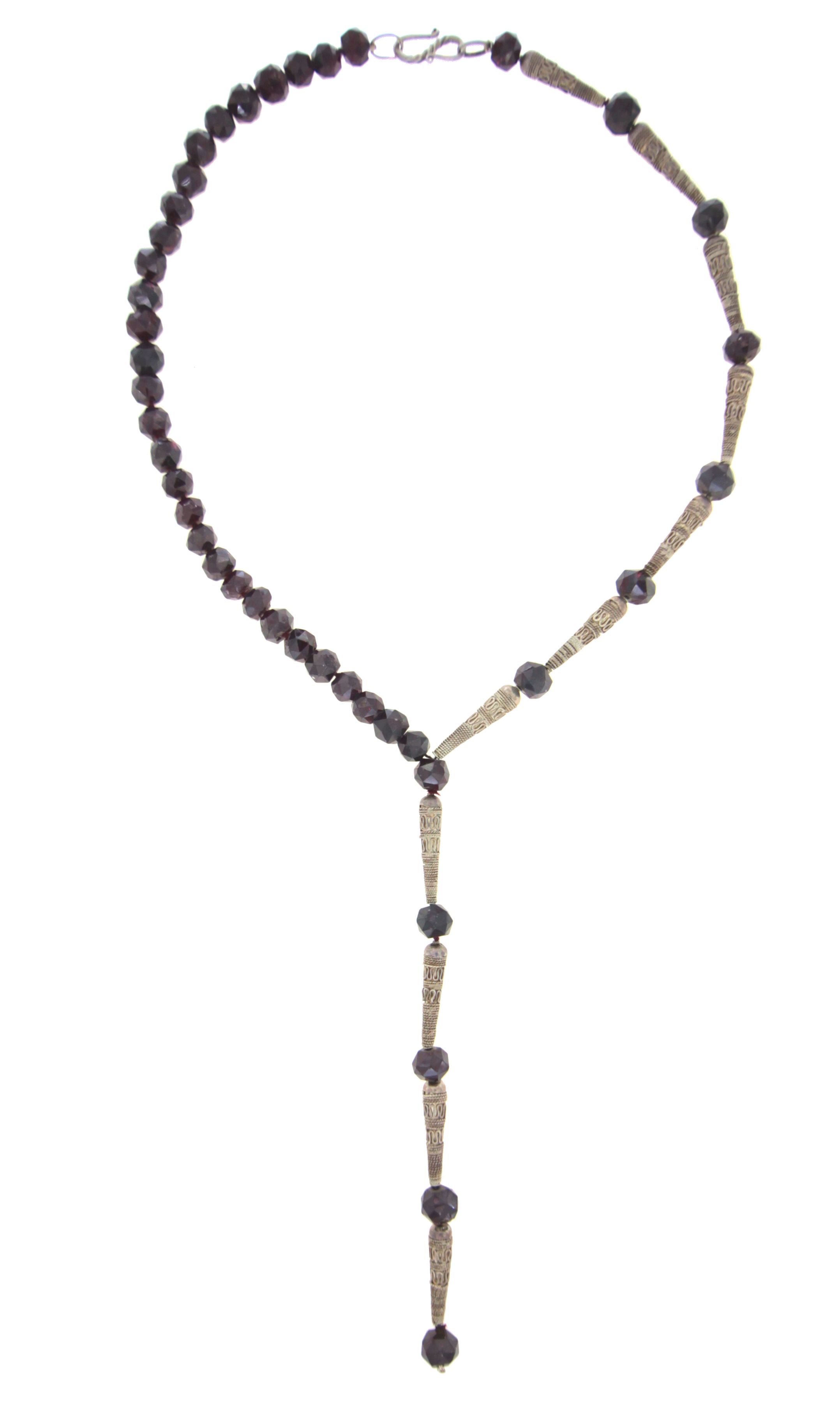 Collana in argento e granato naturale con pendaglio