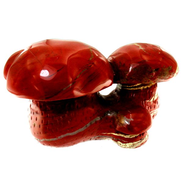 Scultura in diaspro rosso a forma di funghi