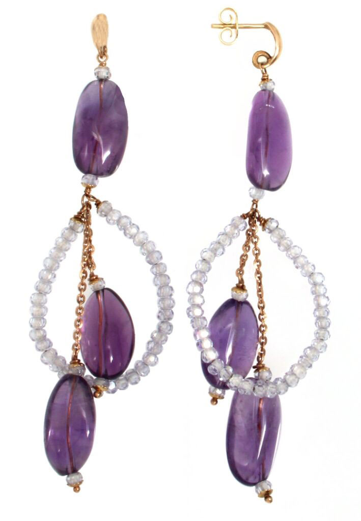 Orecchini pendenti di ametista e zirconi